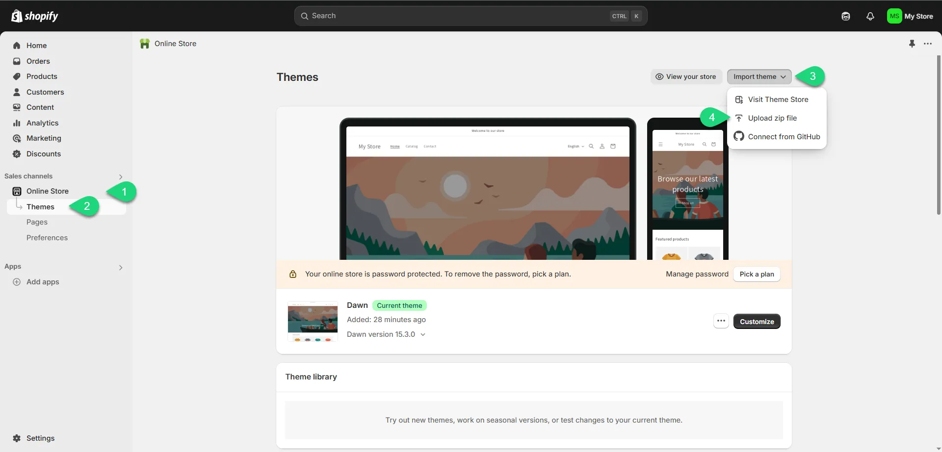 رفع قالب جديد على متجر شوبيفاي